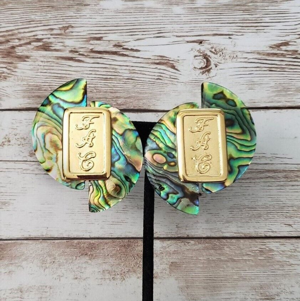 Vintage Fifth Avenue Collection Clip On Earrings Extra Large 2 & 1/8" Statement
